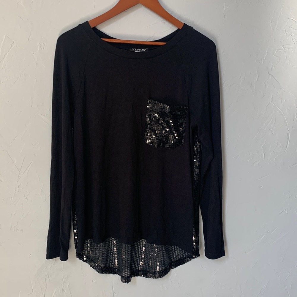 Sequin Back Black Top